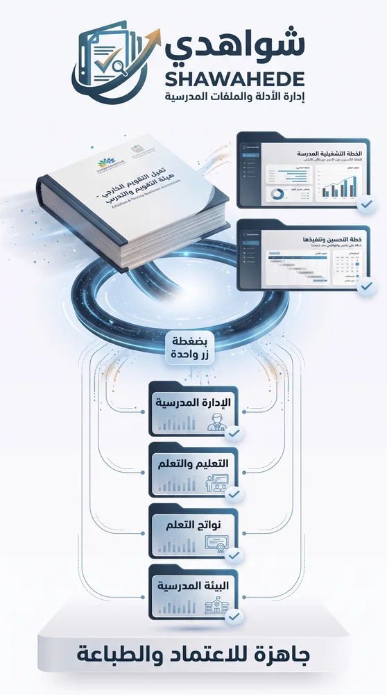 شواهدي — من تقرير التقويم الخارجي إلى ملفات جاهزة للاعتماد والطباعة بضغطة زر